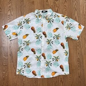 Men's White Pineapple Print Casual Shirt